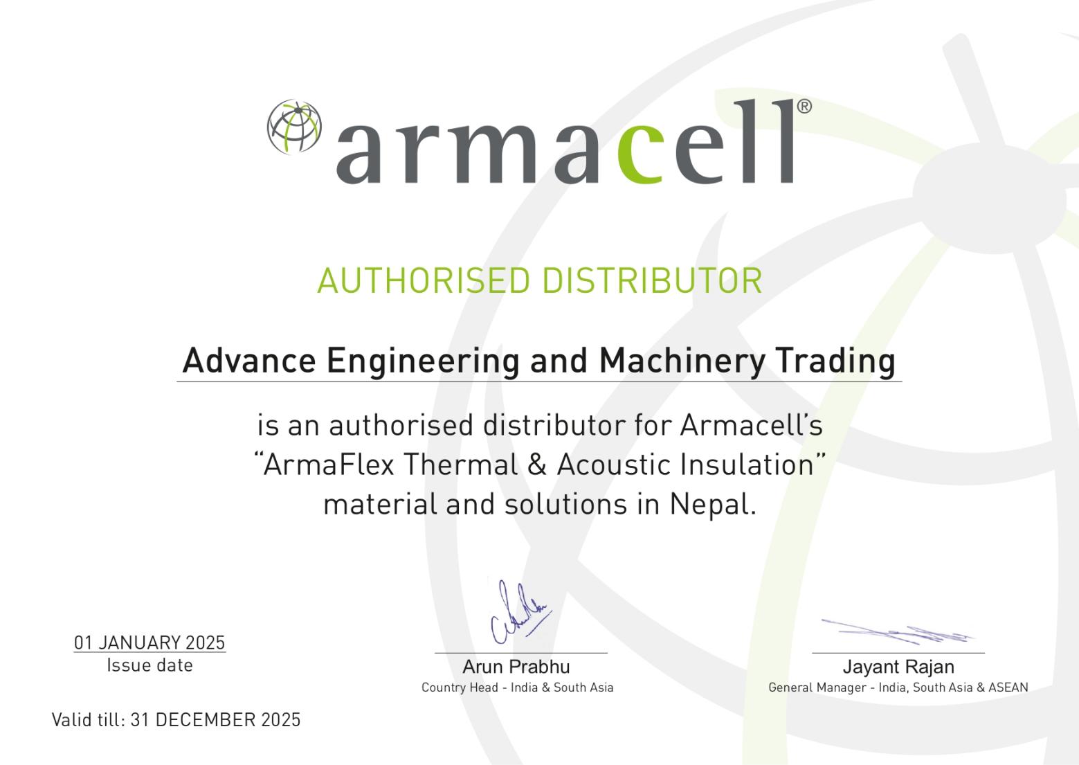 Armacell certificate